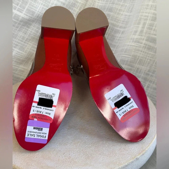 Christian Louboutin CL Zip Charm Chestnut Brown Ankle Booty 70 Calf Leather - Picture 14 of 14